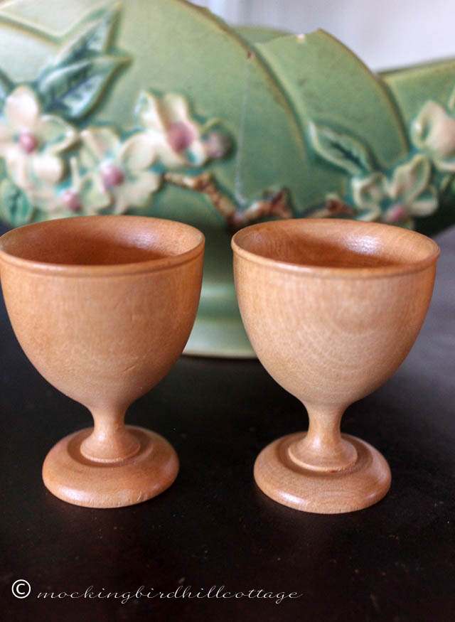 4-11 egg cups wooden closeup