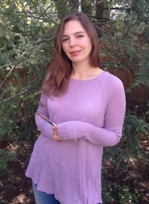 Amanda Purple shirt summer 2016 Backyard